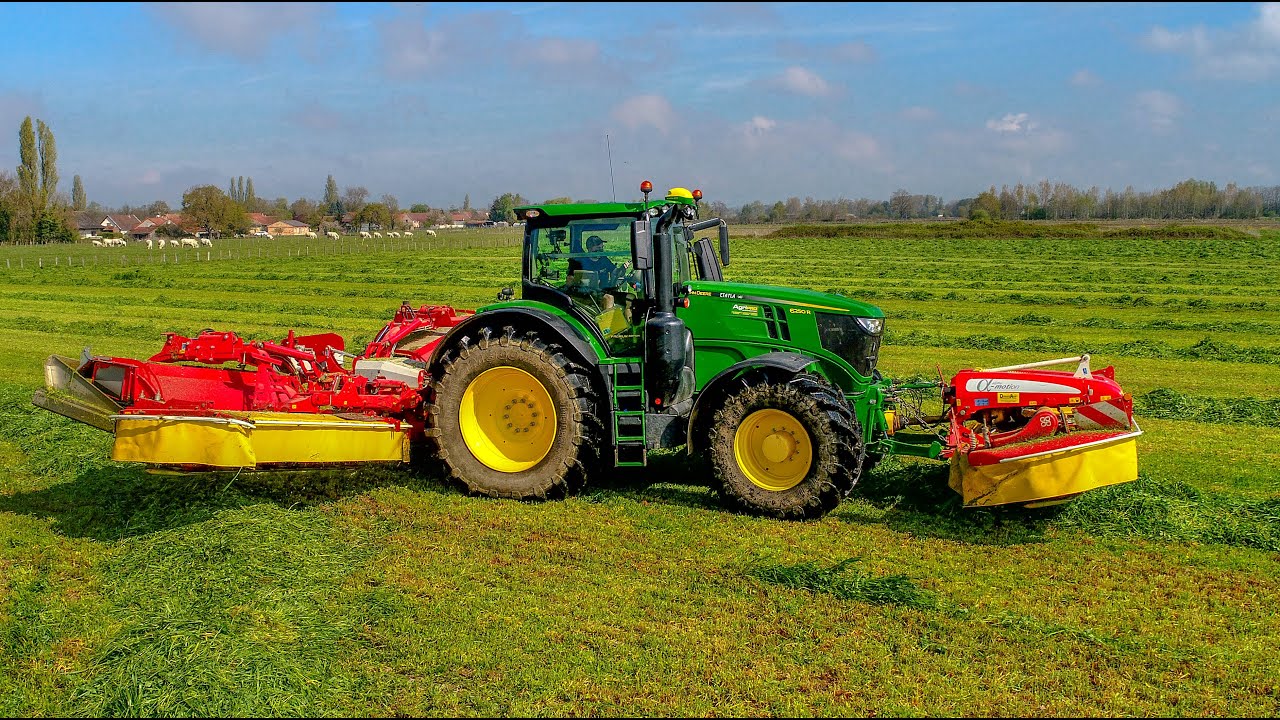 BIG MOWING with John Deere 6250R & Pöttinger NOVACAT X8 Collector !!