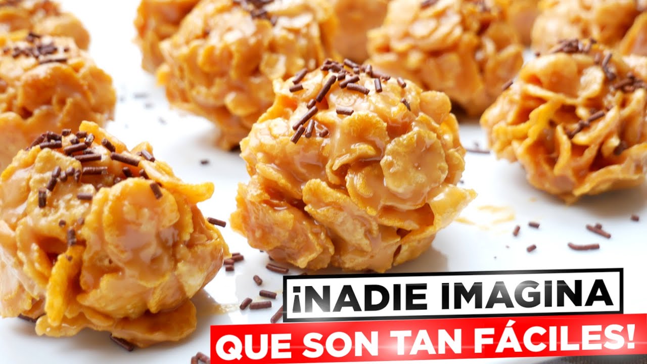 BOLITAS de CORNFLAKES 🍬😍 BOMBONES de CEREALES KELLOGGS, EN 5 MINUTOS 😋🍬 ¡SOLO lleva 4 INGREDIENTES!