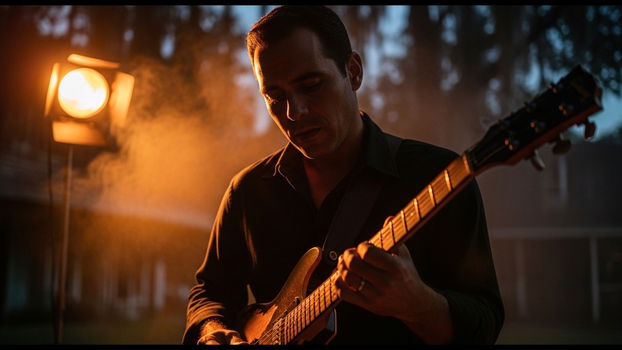 Relaxing Blues Music – Vintage Electric Blues Guitar at Night