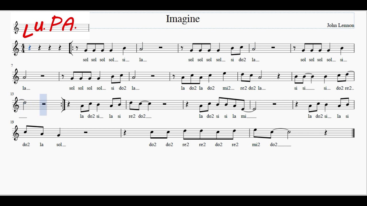 Imagine (The Beatles) - Flauto - Note - Spartito - Karaoke - Tutorial -Canto - Instrumental - Musica