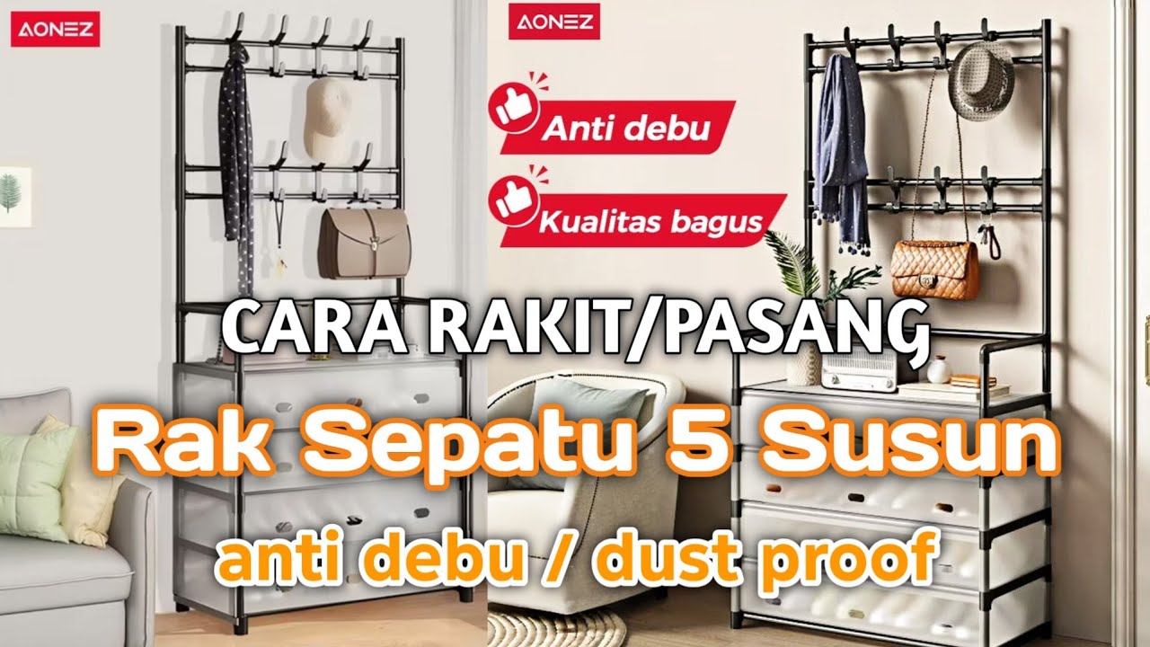 Cara Pasang Rak Sepatu AONEZ Multifungsi Rak Sepatu Anti Debu