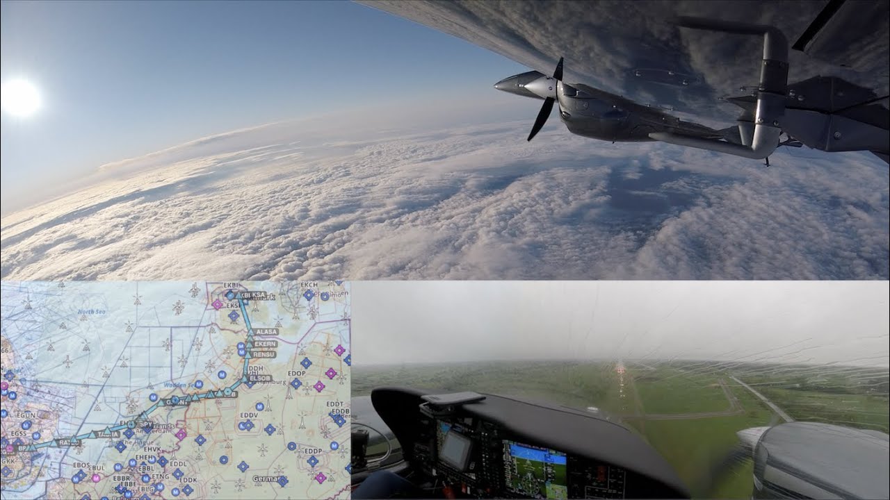 1000 Mile Day Part 1 - DA42 Flight from the UK to Denmark. IFR, Weather Radar and an ILS. ATC Audio