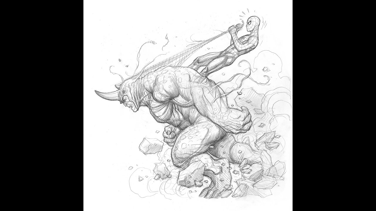 Frank Cho Drawing Demo - Spider-Man Versus Rhino