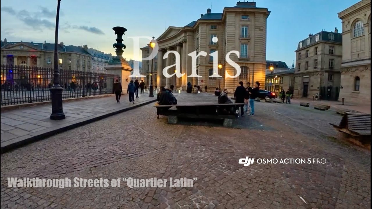 NOCTURNAL WALKTHROUGH  STREETS OF PARIS -OSMO ACTION 5 PRO -4K CINEMATIC