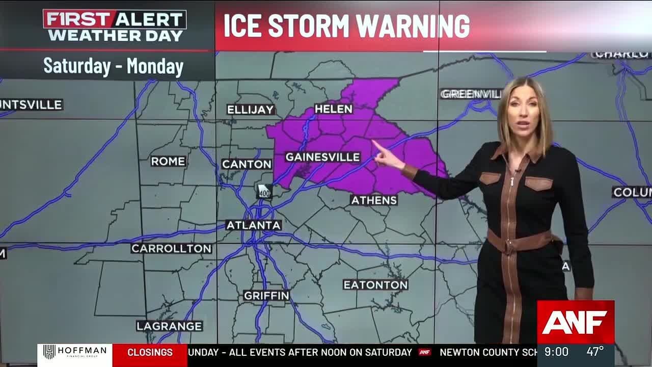 Ice storm warning, winter storm watch issued in north Georgia