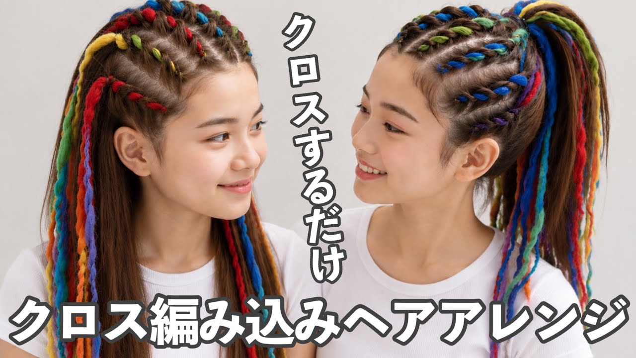 のこゆんヘアアレンジ70★地毛と毛糸をクロスするだけ派手アレンジ★