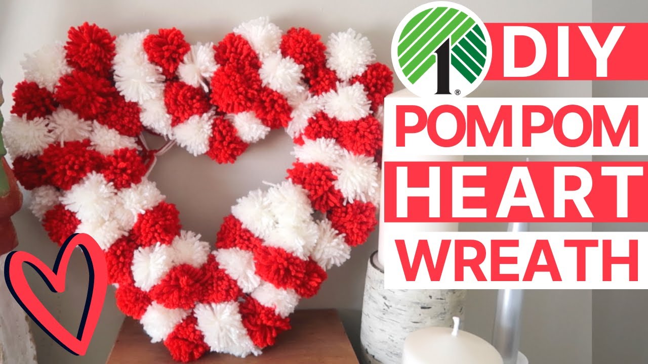 DIY Dollar Tree Pom Pom Heart Wreath | Perfect for Valentine's Day 2023 Decor! ♥️