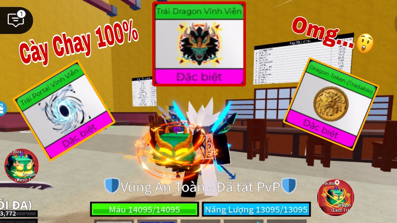 VUX VÀ HÀNH TRÌNH TRADE  ĐUỢC PERM PORTAL,GAS,KITSUNE,DRAGON TRONG BLOX FRUITS