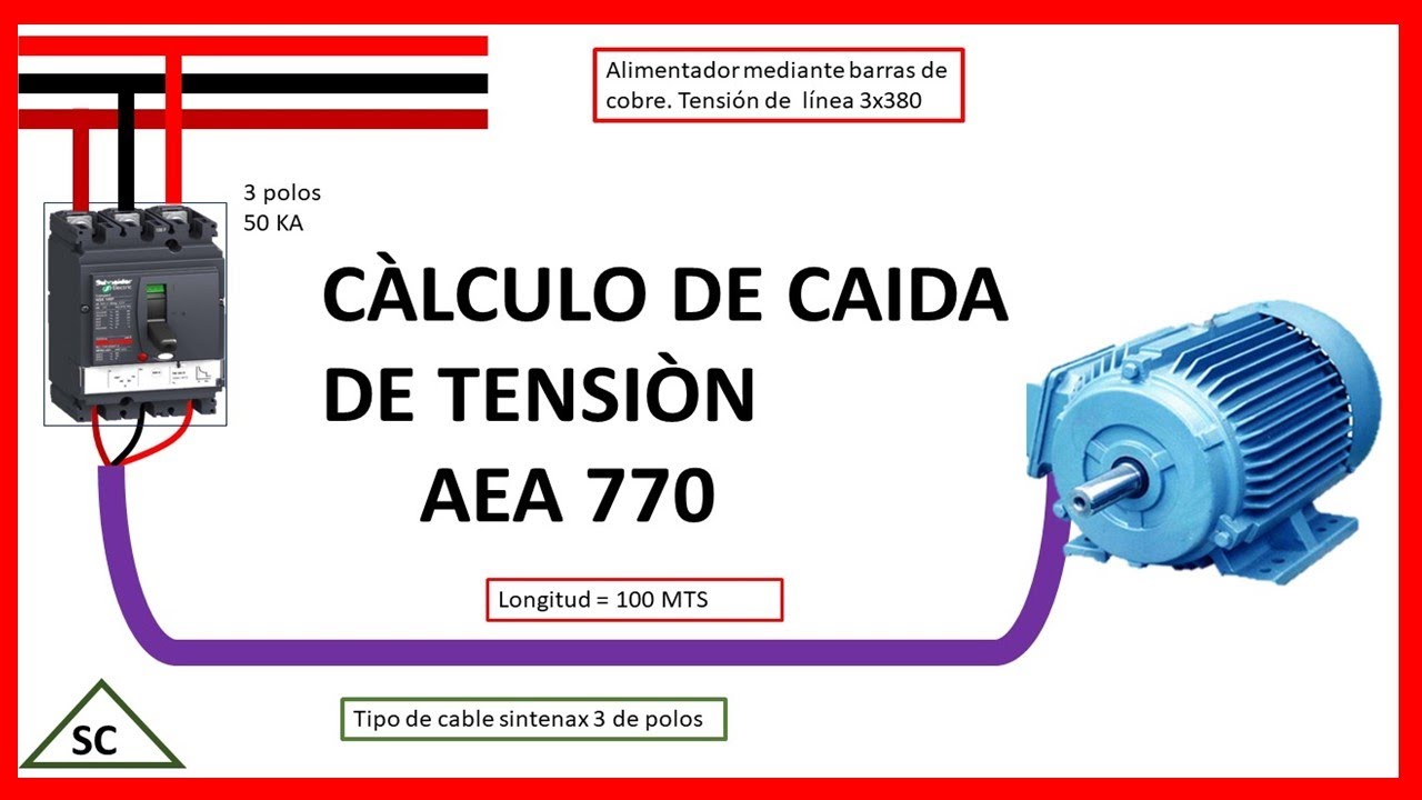 cálculo de caida de tensión, de un motor eléctrico