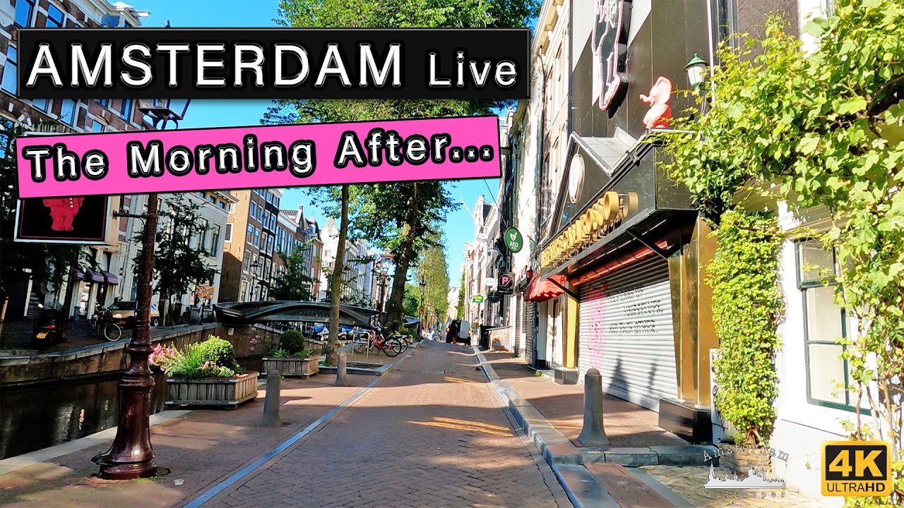 Breakfast Time in Amsterdam 4K Tour  - Red-light District- Canals- Downtown HDR Summer 2022