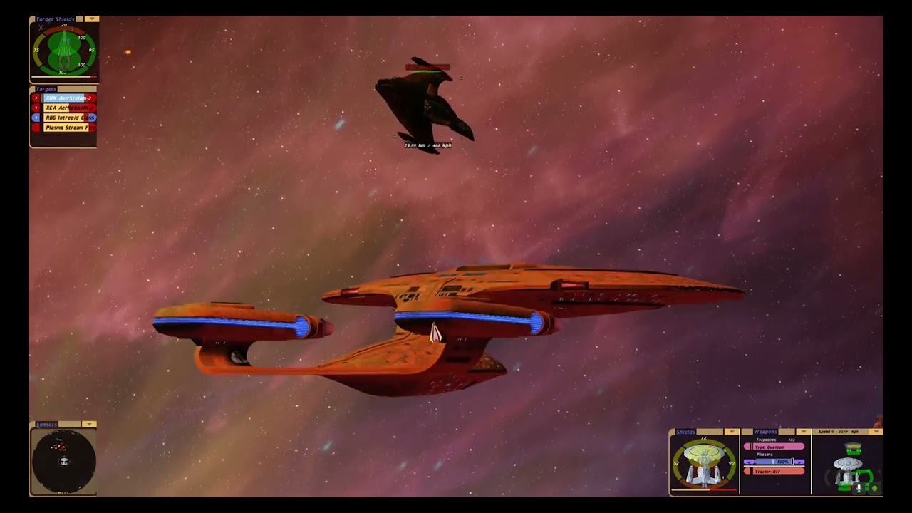 Star Trek Bridge Commander | RBG Galaxy And Intrepid vs. Romulan Patrol