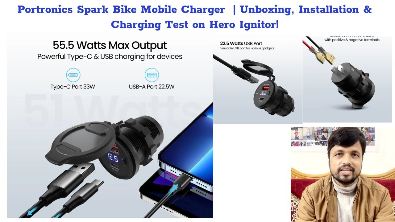 Portronics Spark Bike Mobile Charger 🔌 | Unboxing, Installation & Charging Test on Hero Ignitor!