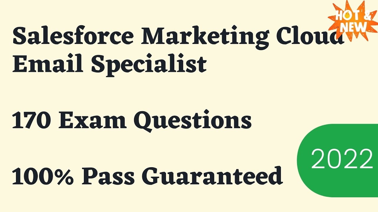 Salesforce Marketing Cloud Email Specialist Exam Questions 2026