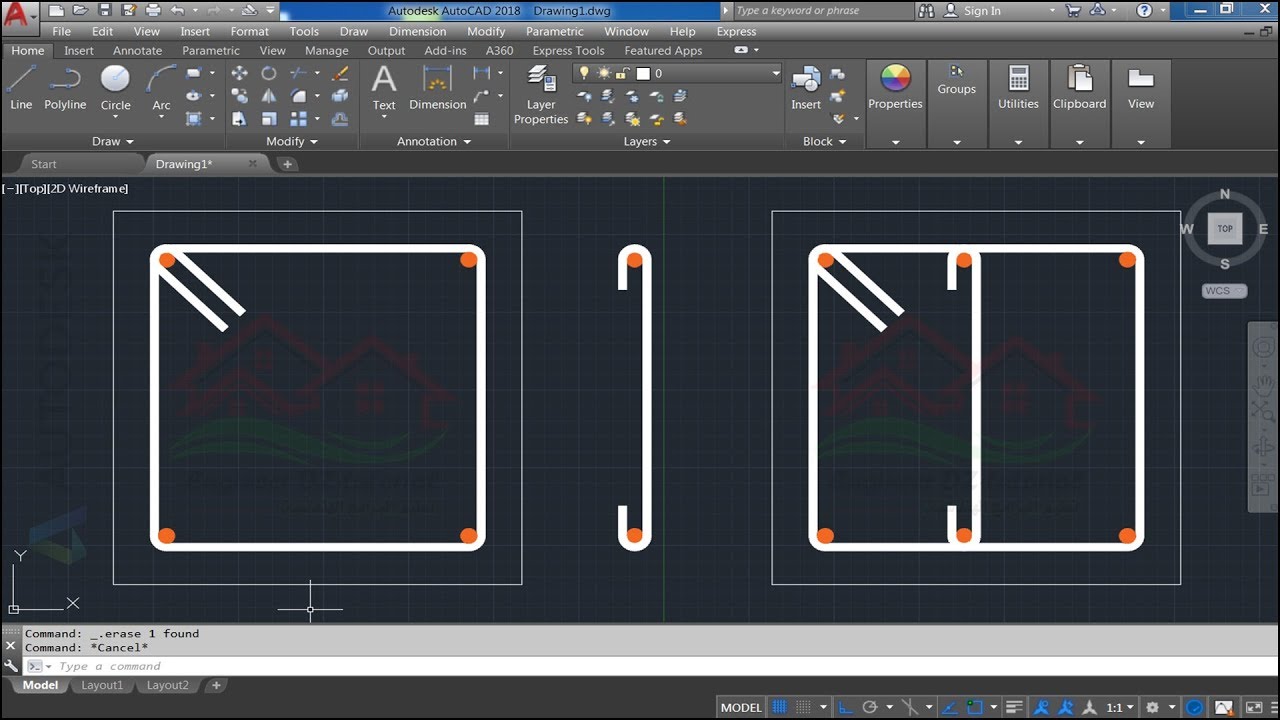 شرح عمل مقطع عرضي لتسليح عمود (اظهار قطر وانحناء حديد التسليح بدقة) على برنامج AutoCAD