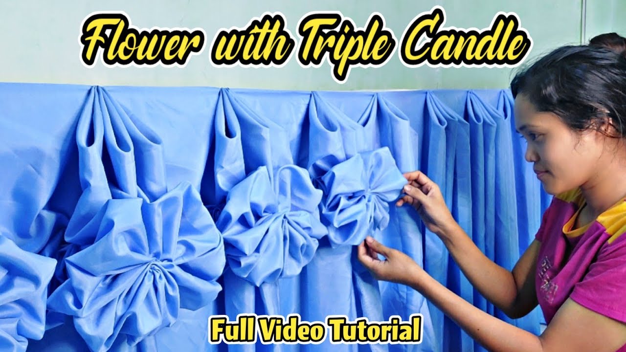 FLOWER WITH TRIPLE CANDLE FULL VIDEO TUTORIAL TABLE SKIRTING DESIGN IDEA
