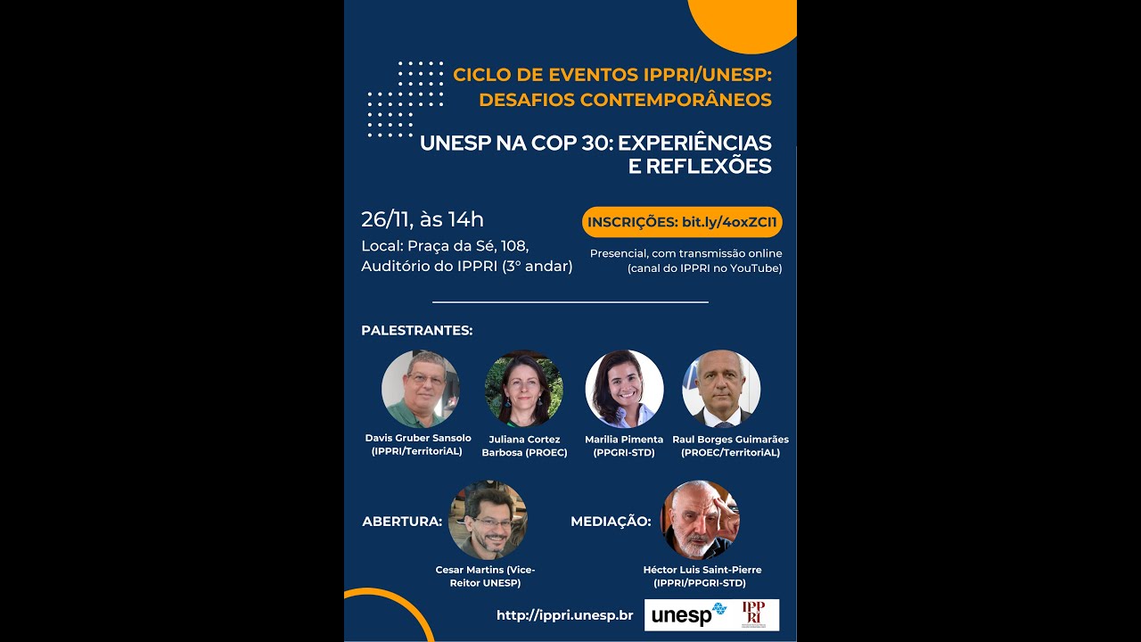 Unesp na COP 30: experiências e reflexões