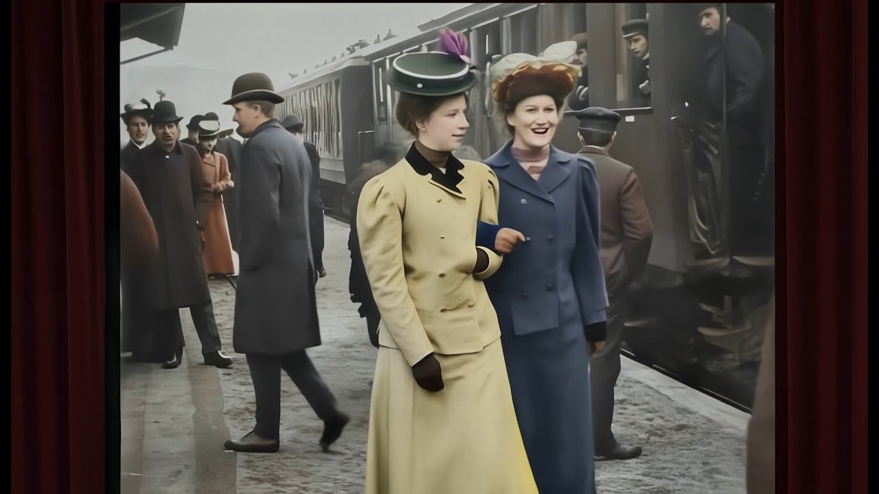S&ouml;lvesborg Train Station 1908 - HD Colorized 120fps w/added sound