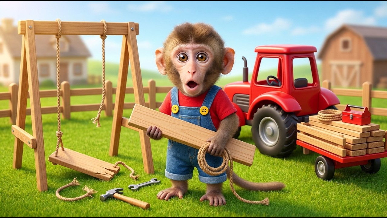 😱🎠 Broken Swing?! Monkey NaNa’s Sweet Fix Brings Back the Fun! 🐒🏡