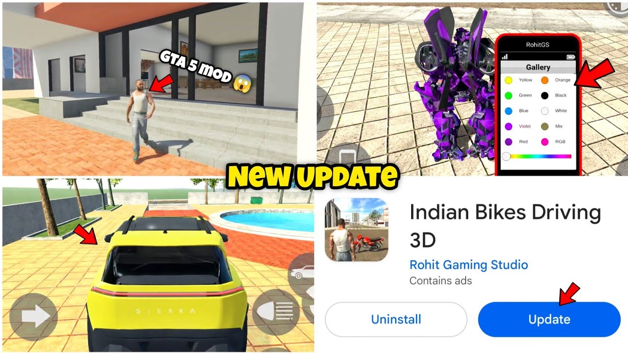 🥳Finally! Gta 5 Mod Option 😱 In Indian Bike Driving 3D| Indian Bike Driving 3D New Update 