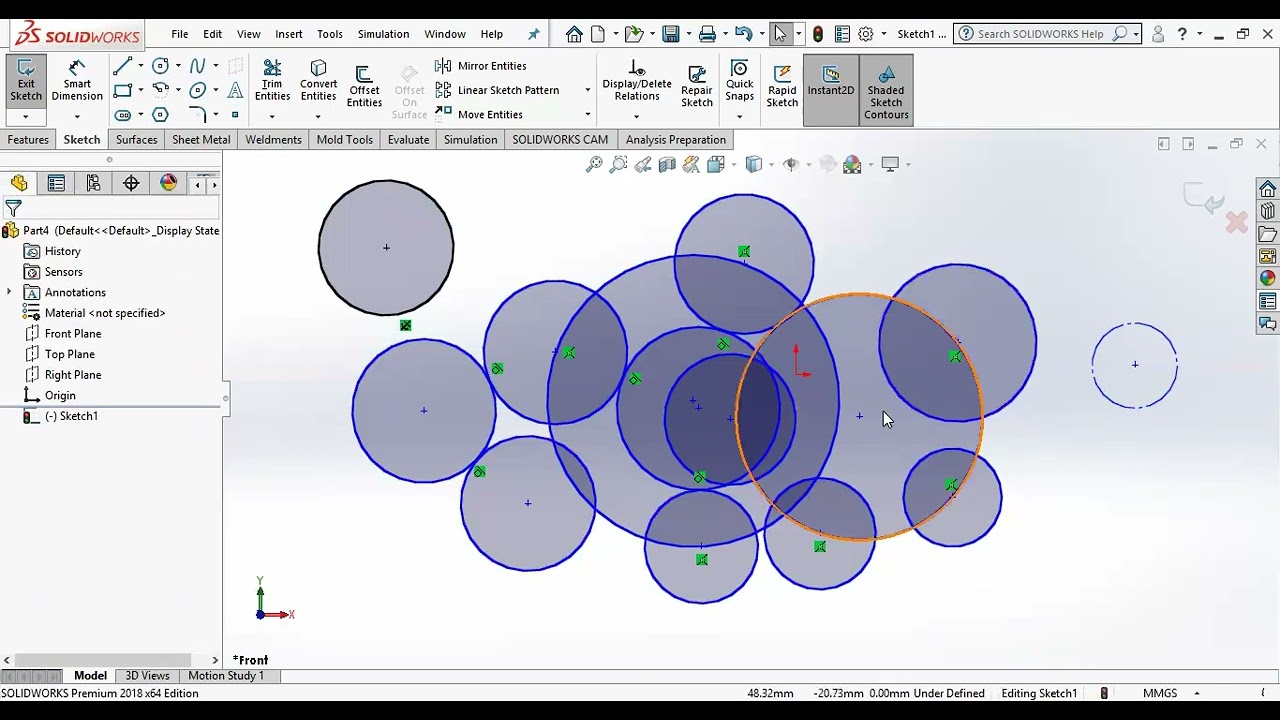SolidWorks Tutorial - Circle (2) - تمارين علي أوامر برنامج السولدوركس بالعربي