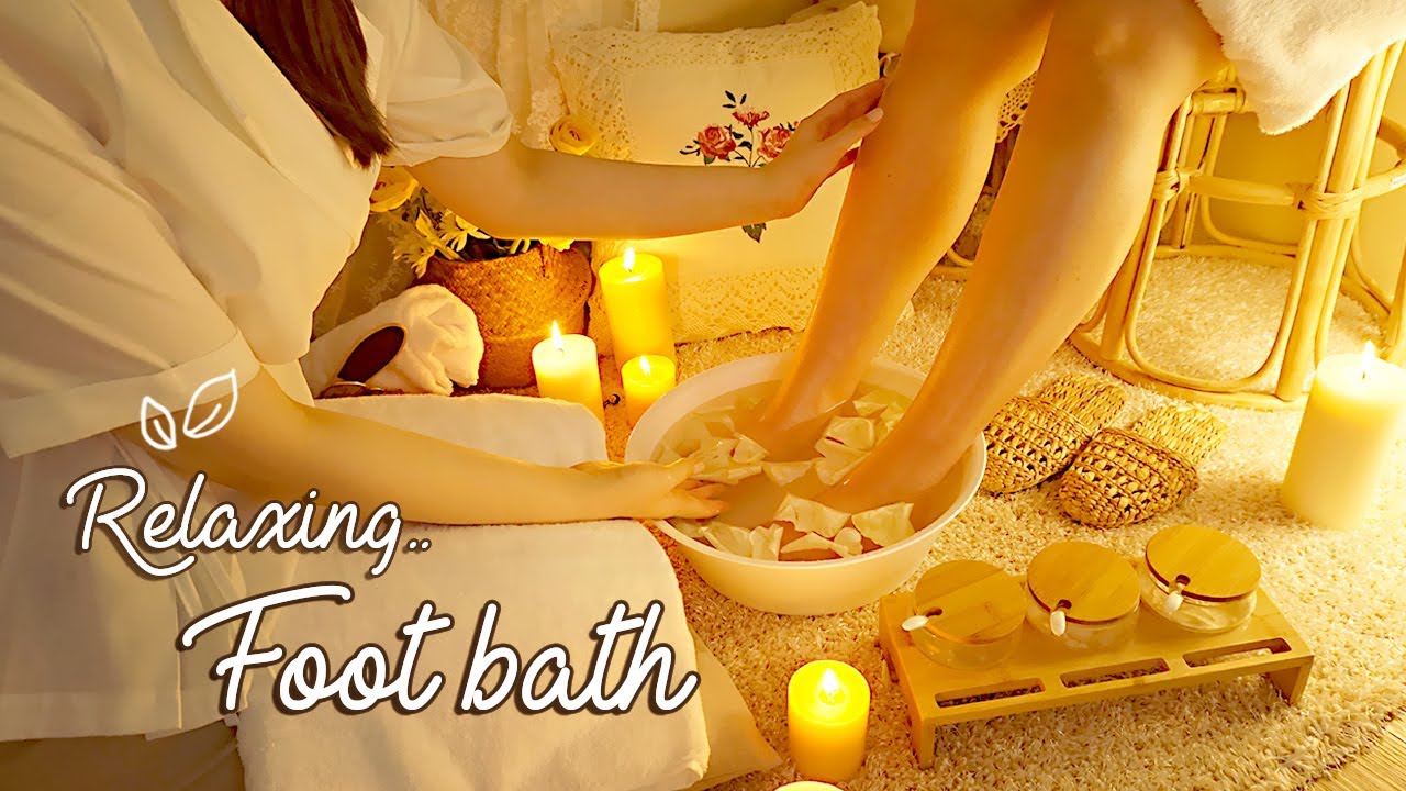 ASMR Relaxing Foot Bath for Your Tired Feet💛 gentle foot massage
