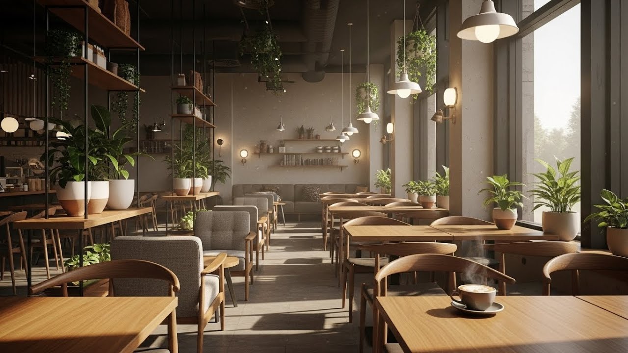 Cozy Modern Coffee Shop  Calm Lofi for Focus, Work & Relax