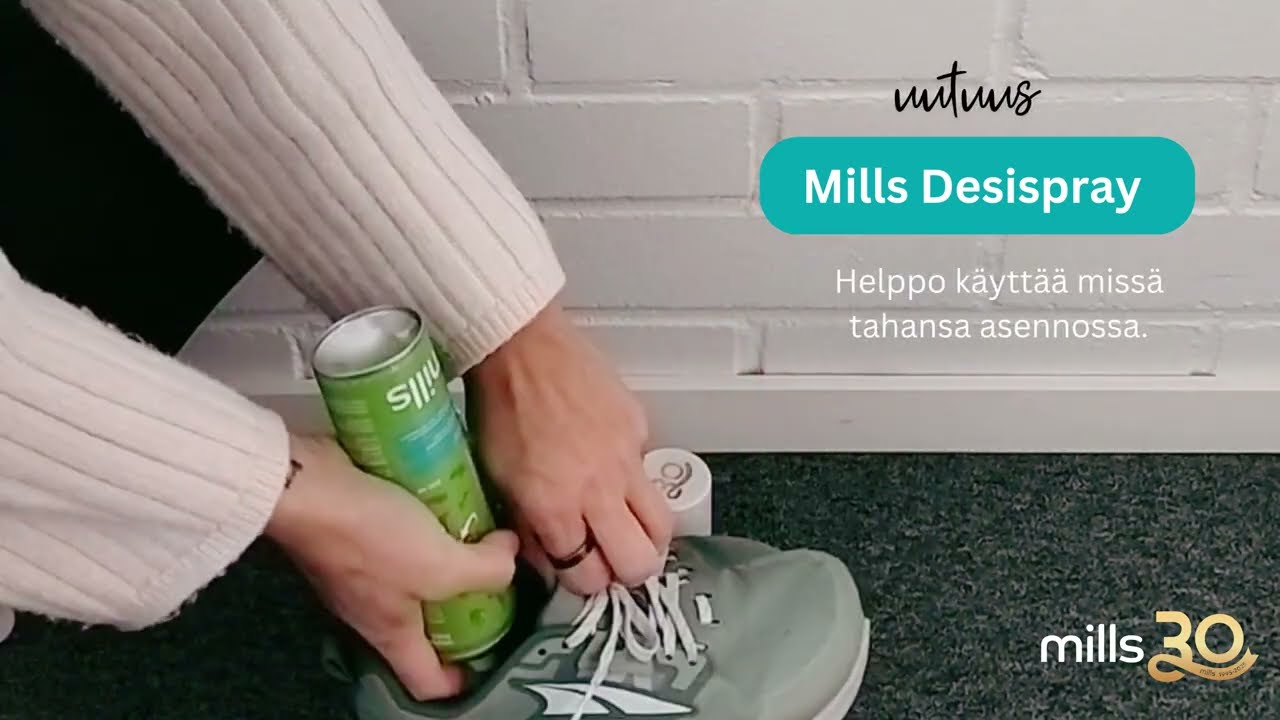 Riittoisa Mills Desispray &ndash; desinfioi niin jalat kuin keng&auml;tkin, toimii my&ouml;s yl&ouml;salaisin