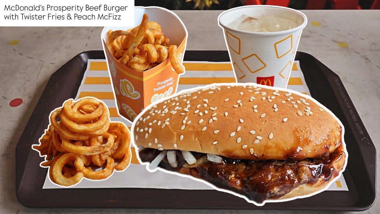 Prosperity Beef Burger with Twister Fries & Peach McFizz @ McDonald's, Choa Chu Kang Park