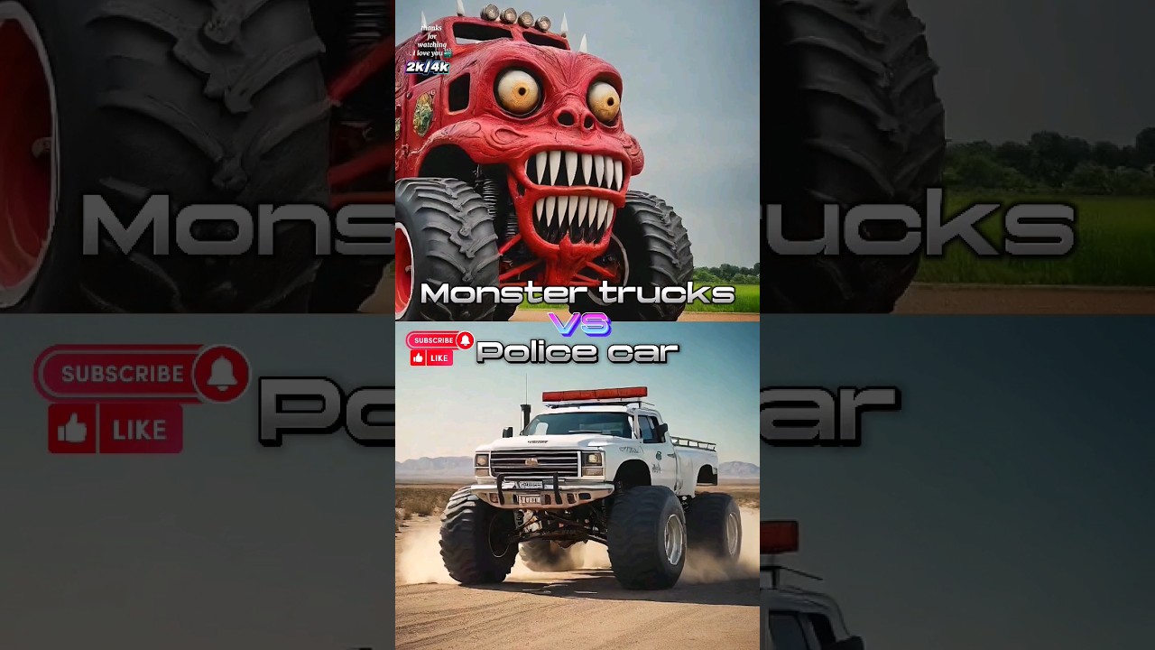 monster trucks vs police cars animation edits #monstertrucks #animation #shorts #trendingshorts