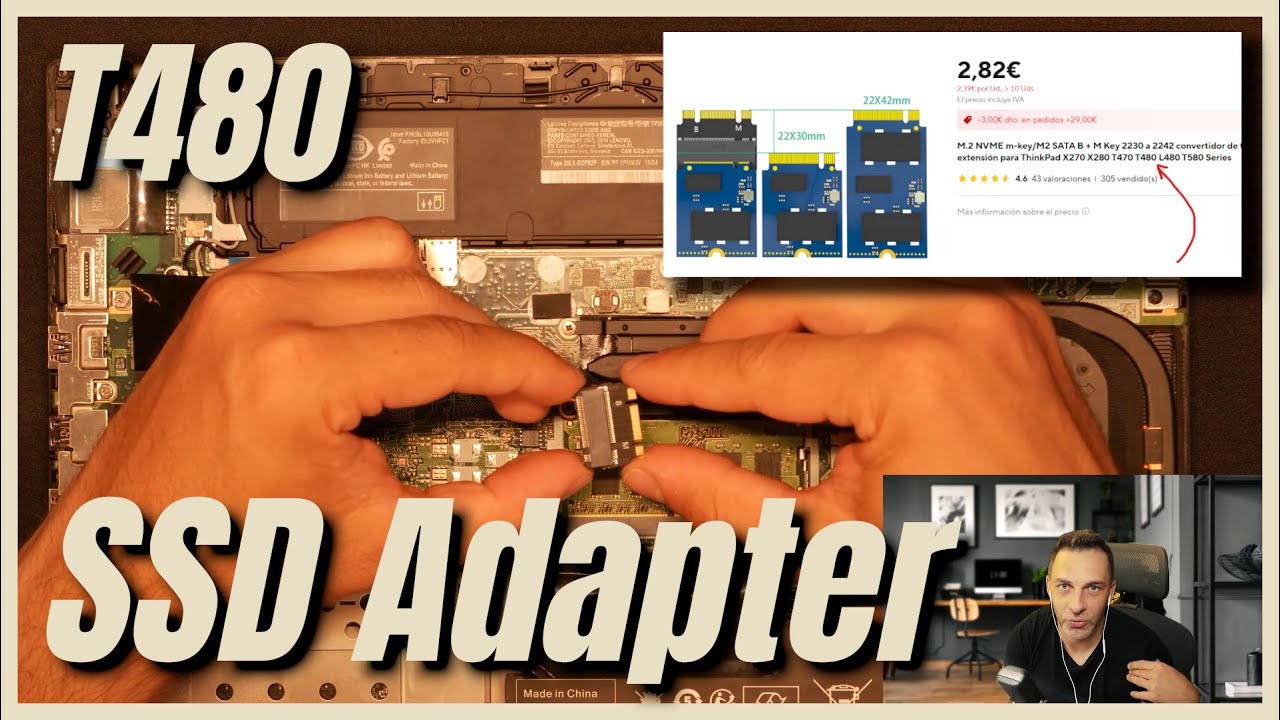 Thinkpad T480 Installing secondary ssd using a 2230 to 2242 adapter.
