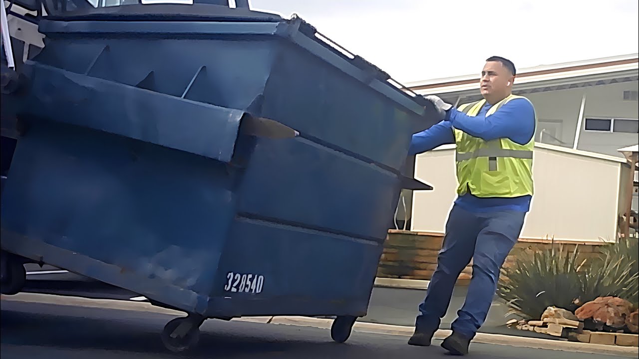 ASMR Tue Clean CR&R Front Load Trash Truck Driver BF Memo Westminster California