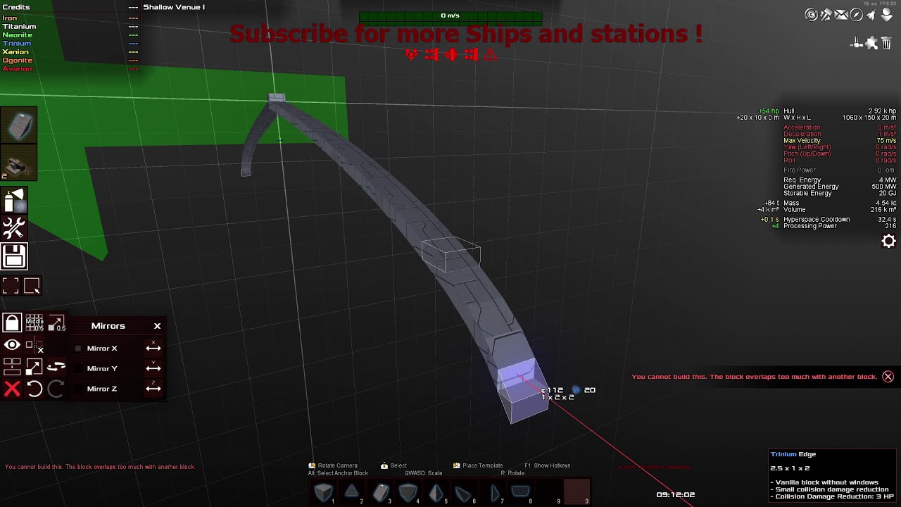 Avorion - How to create round shapes with flat corners !