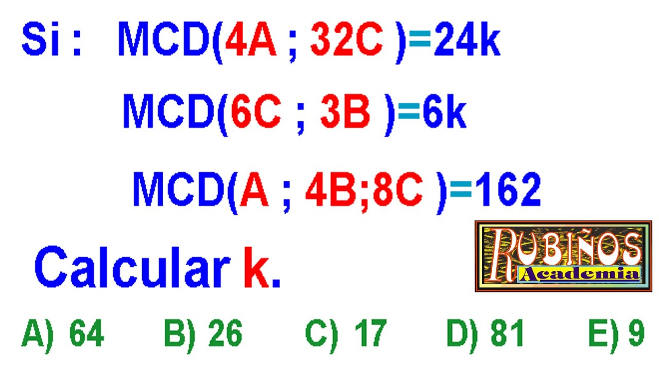 PROPIEDAD DEL MÁXIMO COMÚN DIVISOR PROBLEMA RESUELTO MCD y MCM-TIPO INGRESO A LA UNIVERSIDAD