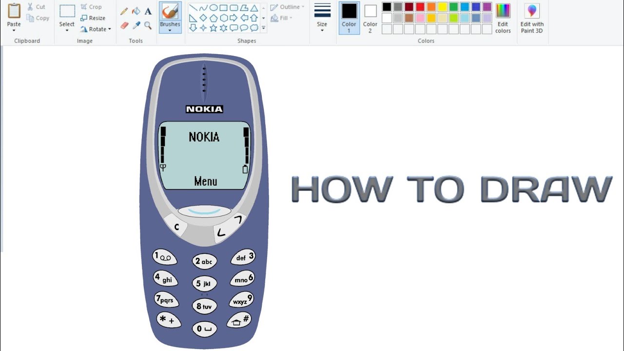 How to draw NOKIA 3310 phone on computer using Ms Paint.