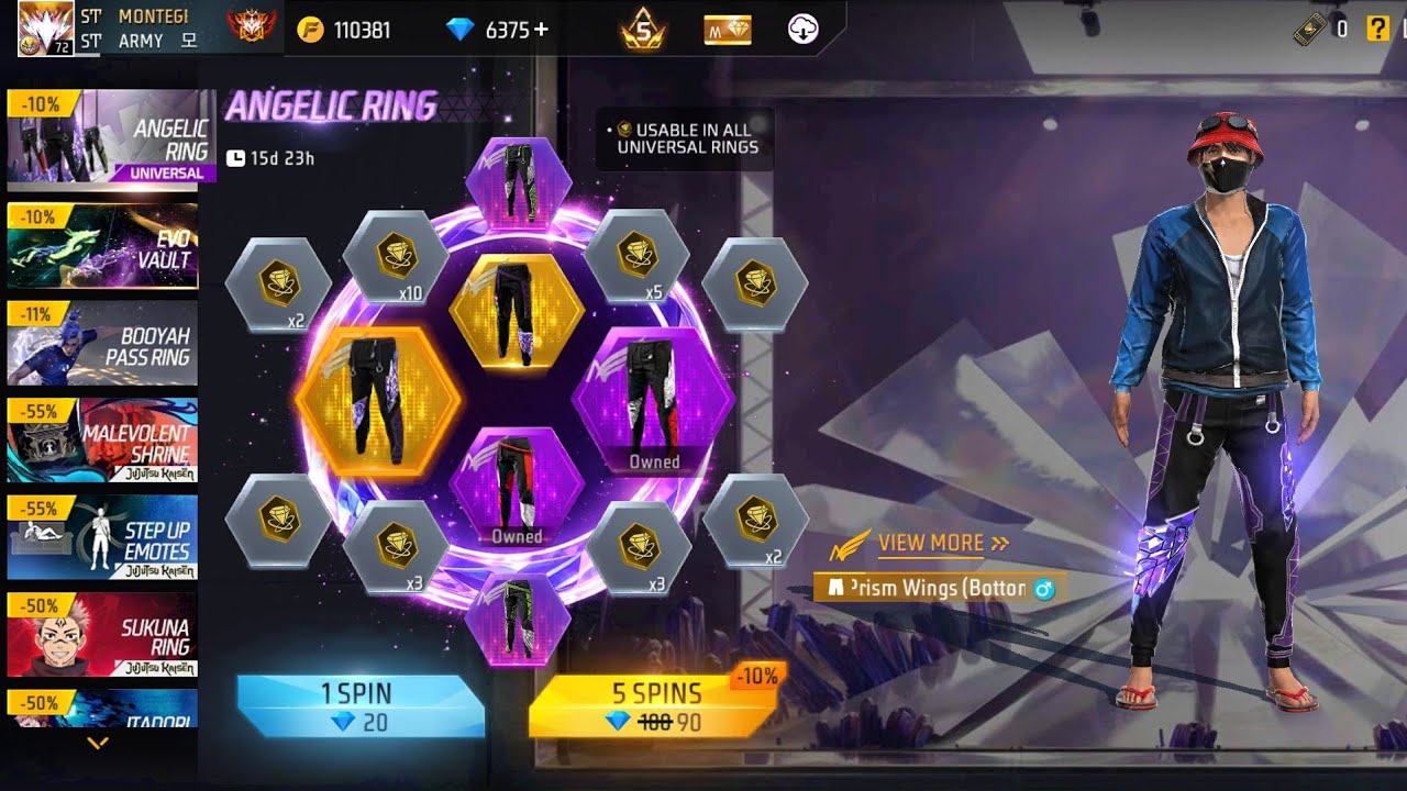 TOTAL KITNA DAIMOND LAGA !! ANGELIC RING EVENT SPIN FREE FIRE 🔥#nonstopgaming #classy #raistar 