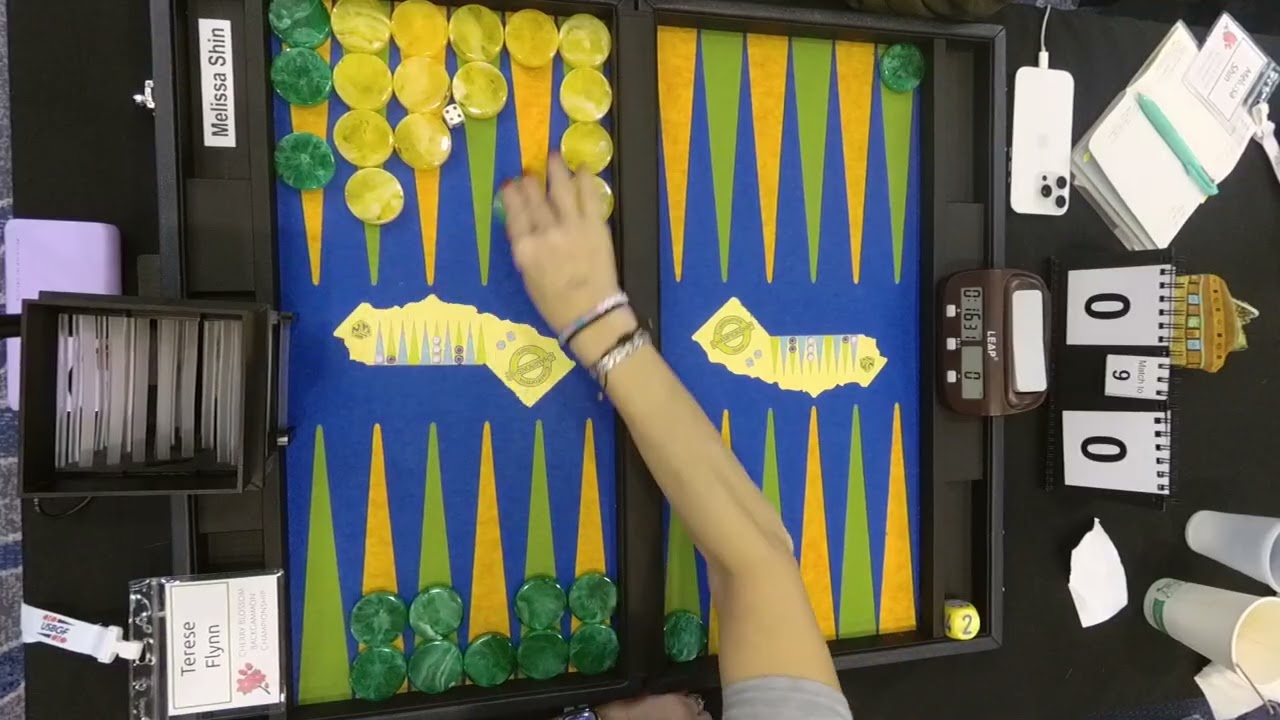 Cherry Blossom Backgammon 2025 Players Cup Rd 3 Terese Flynn vs Melissa Shin (Top) 9 points