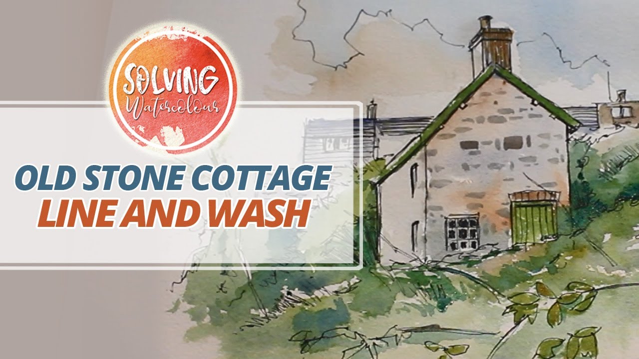 Painting An Ink And Wash Watercolor Of An Old Cottage