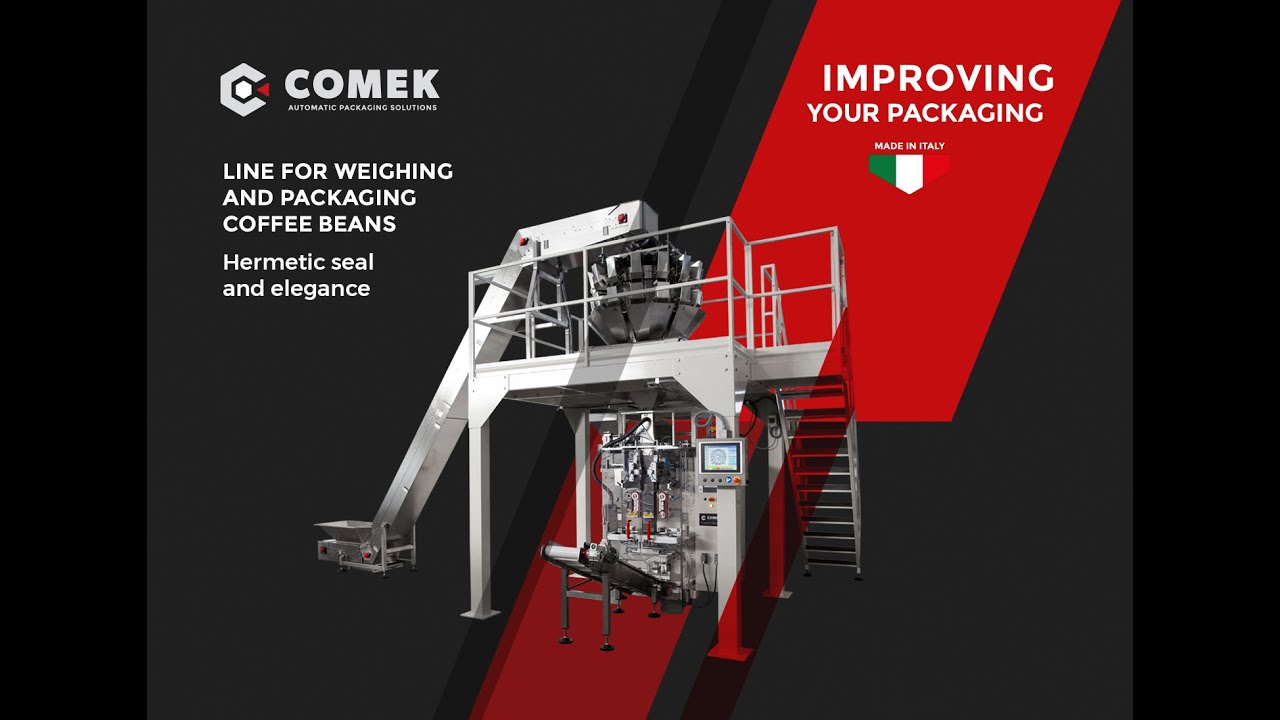 Hermetic seal and elegance: the Comek line for weighing and packaging coffee beans ☕​✅​