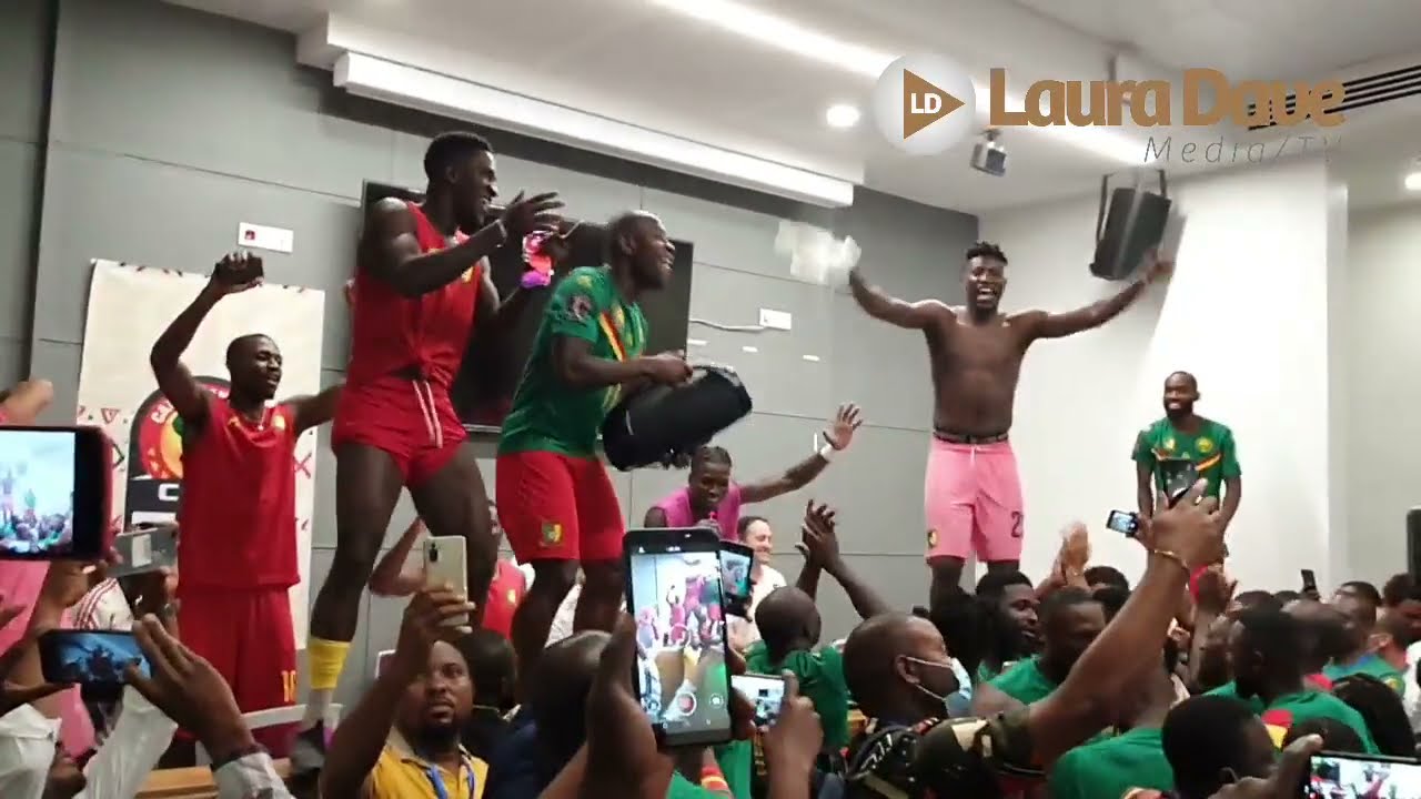 Match Cameroun - Côte d’Ivoire 1 - 0 , Celebration des Lions Indomptables après leur Victoire