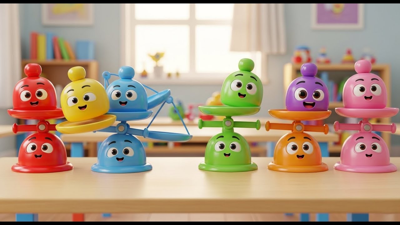 Sete Balanças de Brinquedo Pequenas Tip Top | Música de Equilíbrio e Pesos