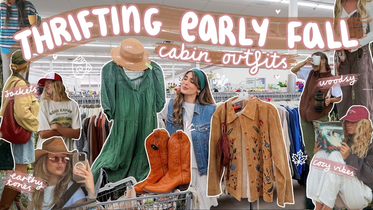 a SUMMER TO FALL THRIFT WITH ME! 🍂 earthy tones, cabincore + woodsy vibes!