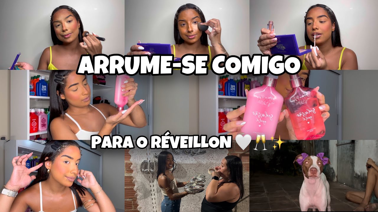 ARRUME-SE COMIGO PARA O ANO NOVO 🤍🥂✨| make, cabelo, look, acessórios, perfume…
