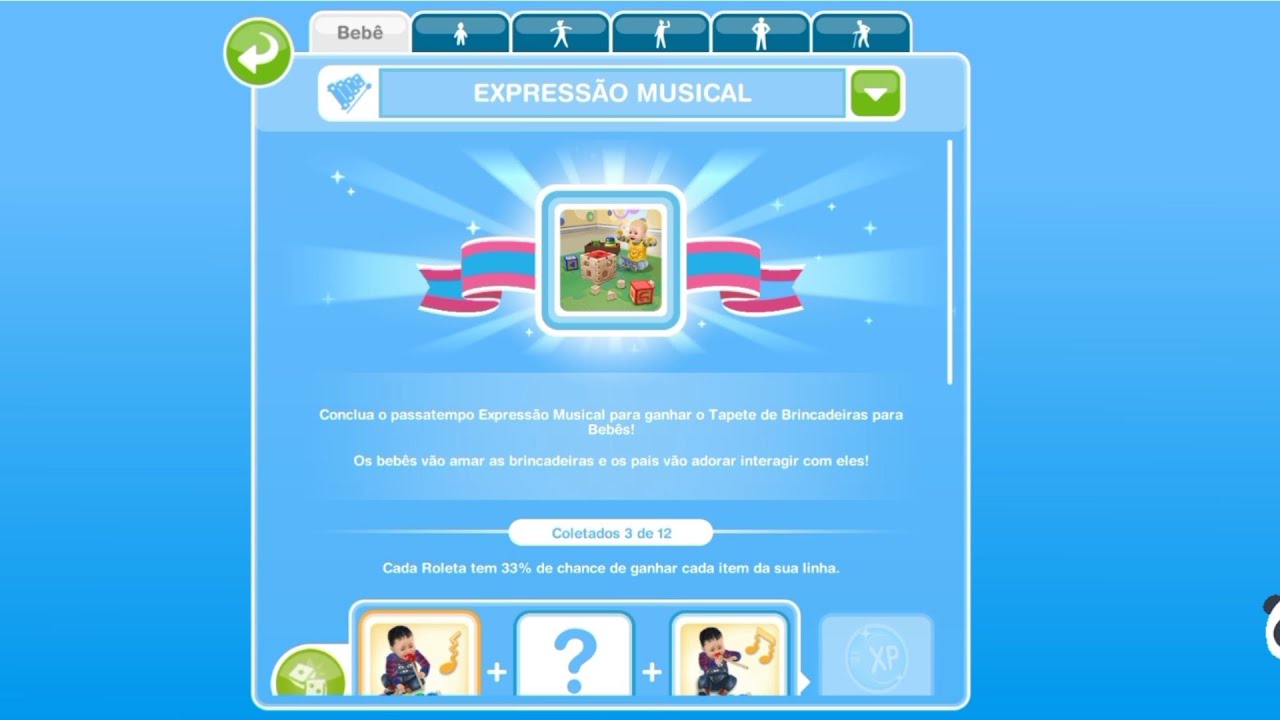 The Sims freeplay | Passatempo Expressão Musical | Coletando Tapete de Brincadeiras e Roupas