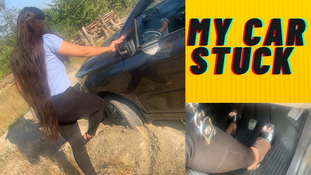 My car stuck in sand || Lady driver car stuck..