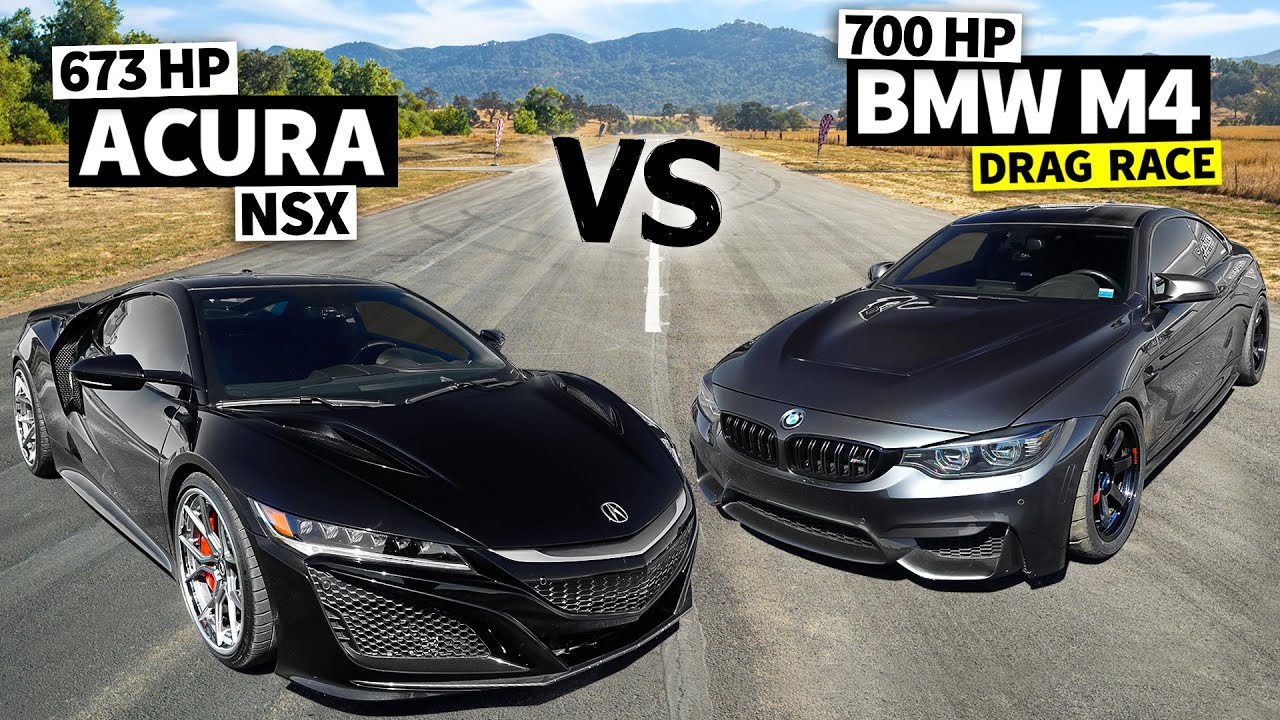Twin Turbo Acura NSX vs 700hp BMW M4 Drag Race!