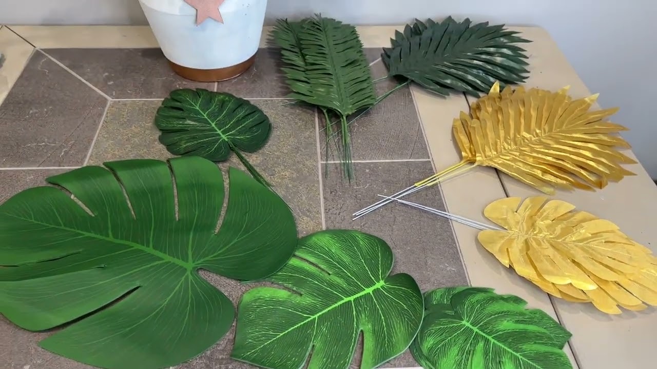 Review of 66 Pieces 6 Kinds Artificial Palm Leaves with Faux Monstera Leaves Stems Tropical Plant