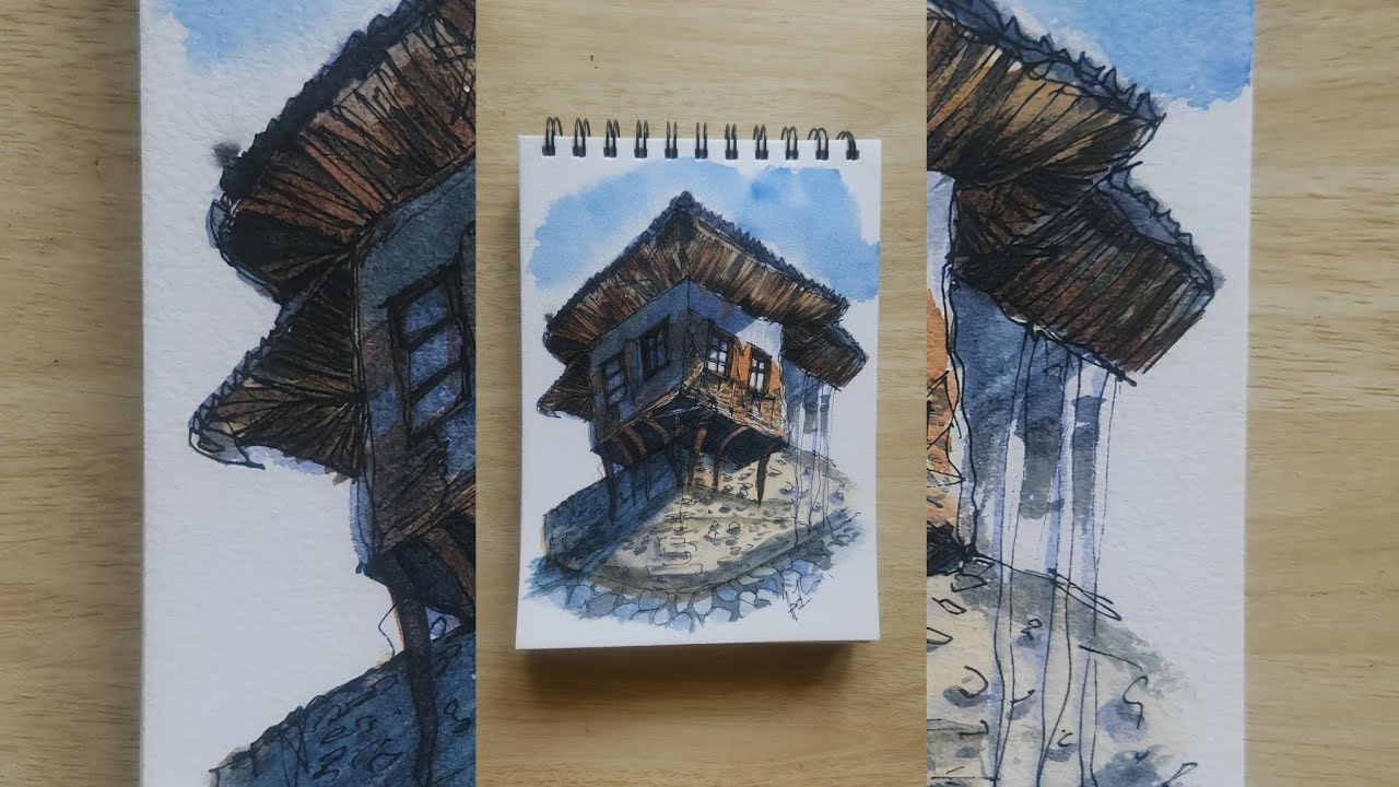Loose ink and watercolor illustration 