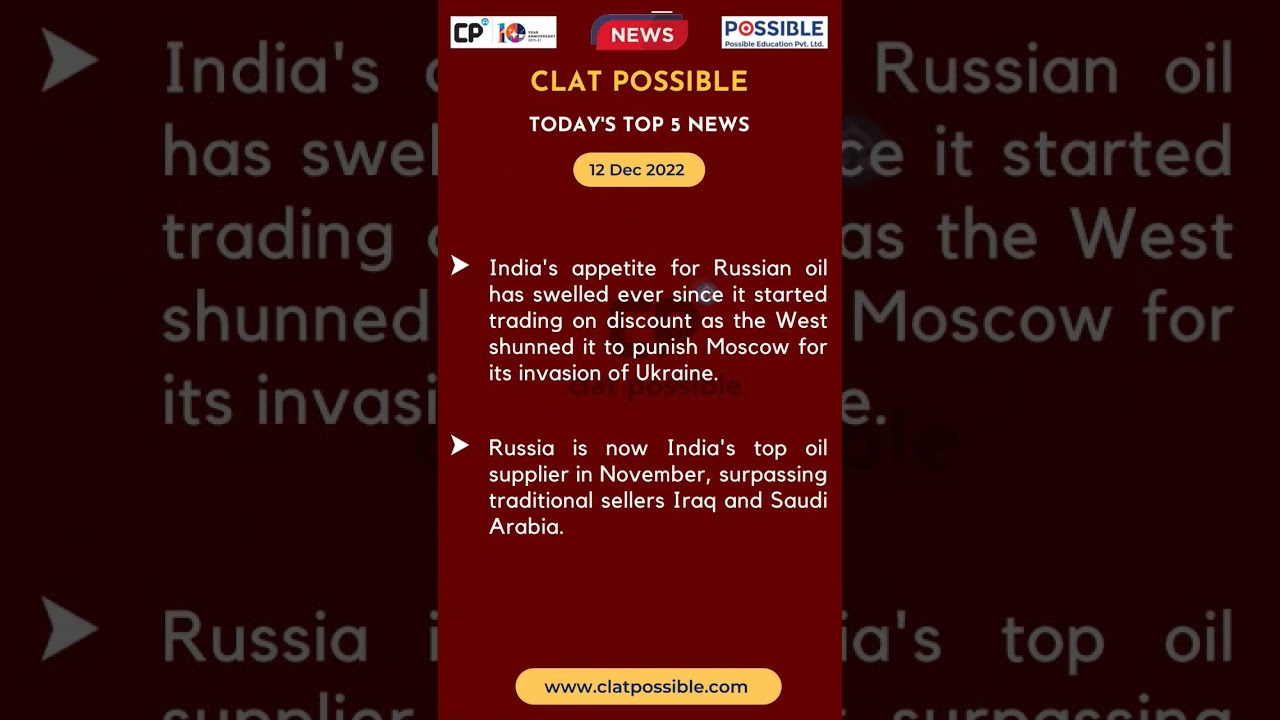CP | Top News | 12 Dec #clat #currentaffairs #clatpossible #clat2023 #gk #gkquiz  #clatpreparation