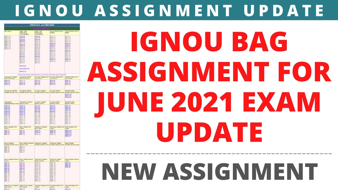 IGNOU BAG ASSIGNMENT FOR JUNE 2021 EXAM UPDATE | NEW ASSIGNMENT