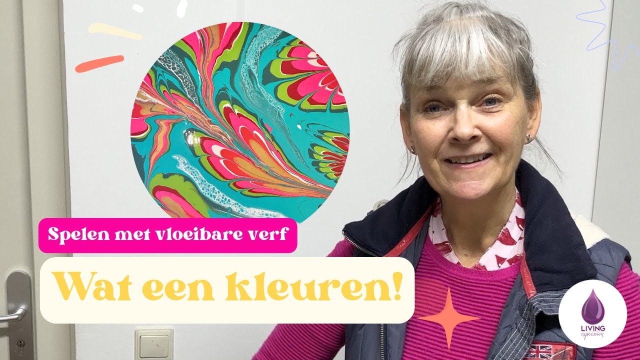 Spelen met vloeibare verf. Wat een kleuren! #acrylgieten